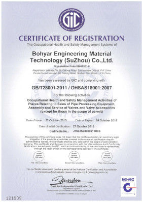 中国 Bohyar Engineering Material Technology(Suzhou)Co., Ltd 認証